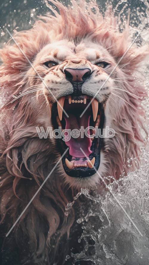 Majestic Roaring Lion Close-Up Tapeta [dc26325f465f4212acd9]