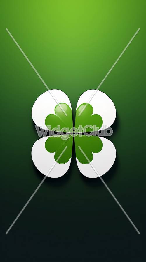 Vierblättriges Kleeblatt auf grünem Hintergrund