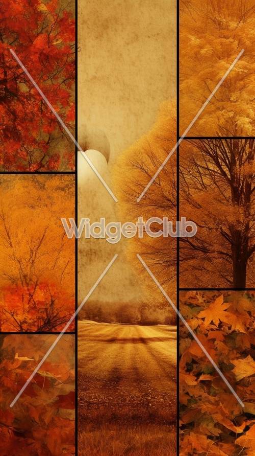 金色的秋天樹木和風景優美的秋天小徑