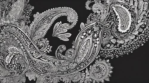 A vintage black and white paisley pattern.