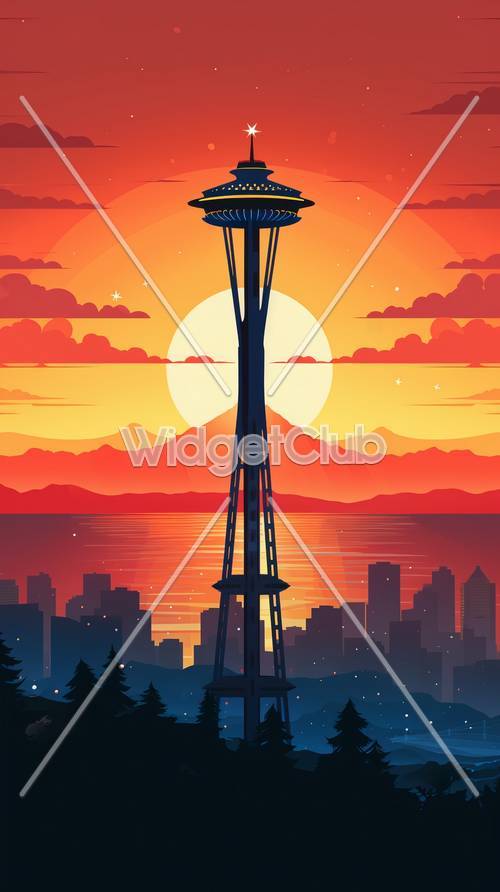 Sunset City with Space Needle