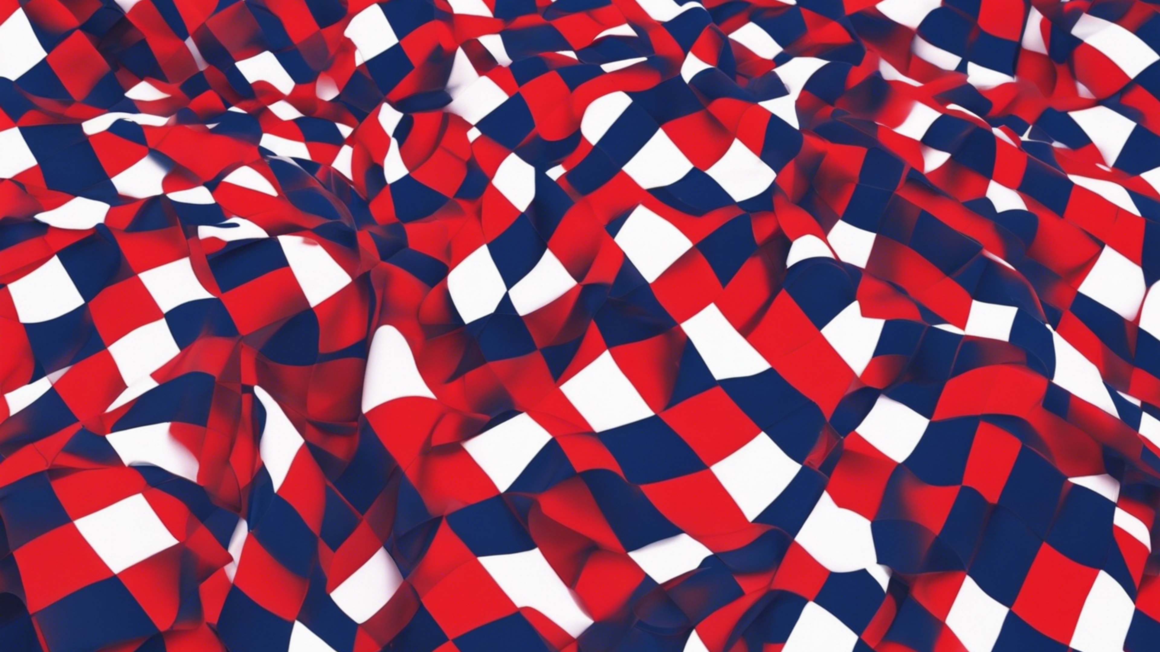 Bright red and navy squares forming a complex checkered pattern. Wallpaper[590a1545db8846568581]