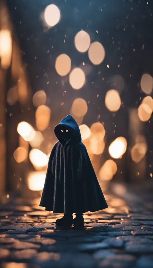 Emoji of a shadowy figure wearing a hooded cloak in the moonlight. Шпалери [0f770d0b365744d69755]