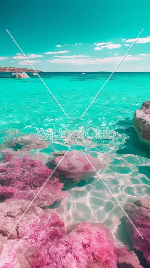 Stunning Turquoise Sea and Rocks for Your Screen