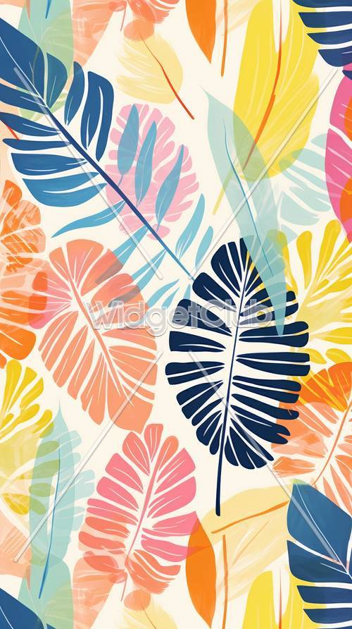 多彩的热带树叶图案