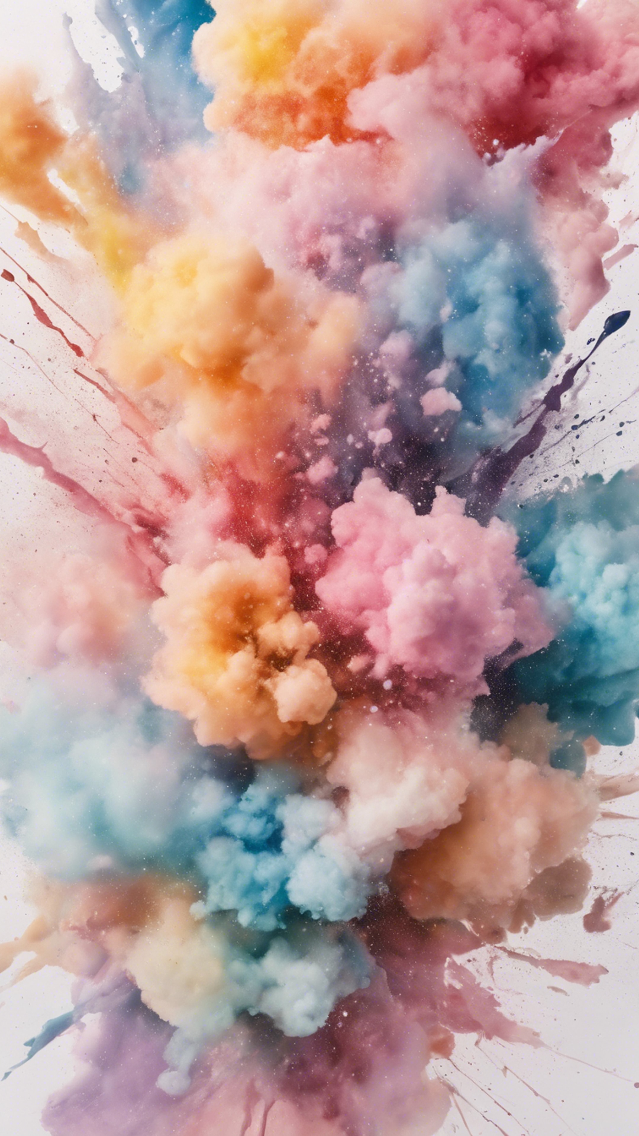 An explosion of pastel watercolors spread across a white canvas.壁紙[d4ce35e2b6734398b3b2]