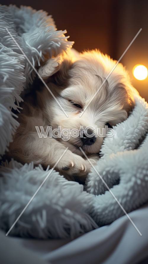 Милый щенок уютно спит