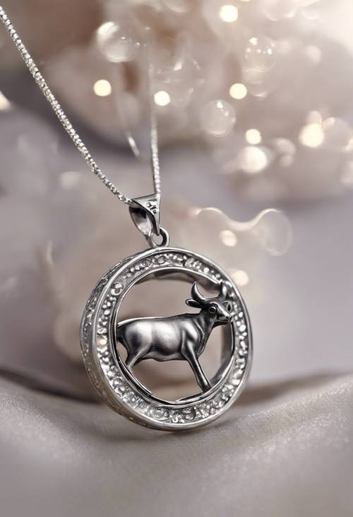 A beautifully crafted silver pendant in the shape of a cute Taurus.