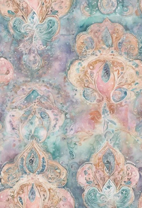 A watercolor style seamless paisley pattern with breezy pastel shades.