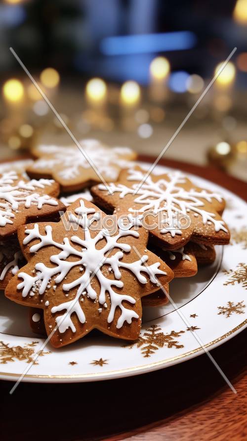 Biscoitos de floco de neve em um prato festivo