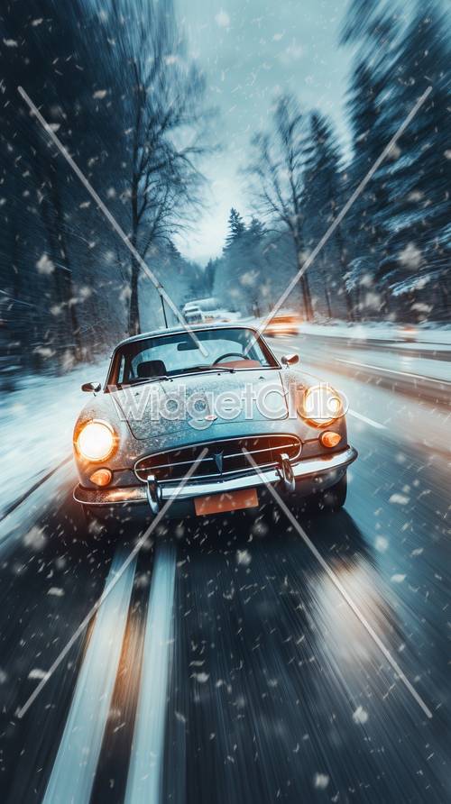 Lái xe mùa đông với một chiếc xe cổ điển