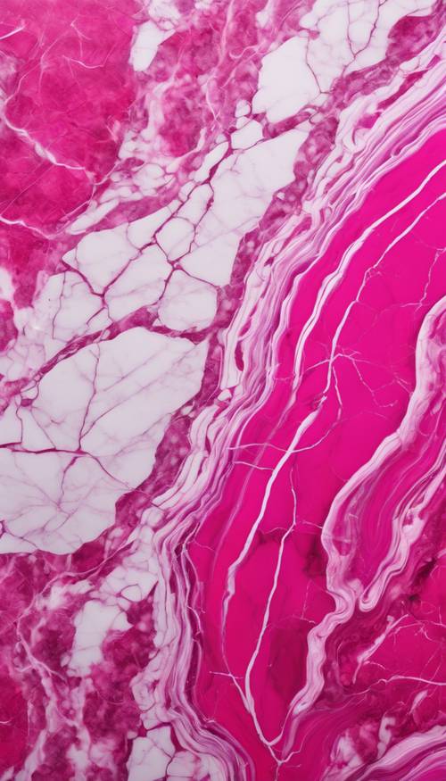 A slab of marble painted in deep, hot pink with intricate white veins running throughout. Tapeta [bb7a92c046d649a6bb8c]