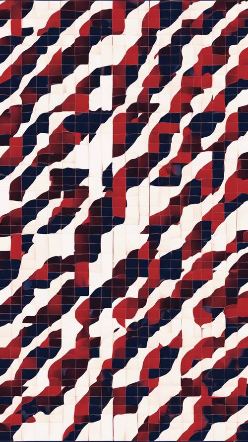 Ein nahtloses Muster aus großen roten und dunkelblauen Karos.