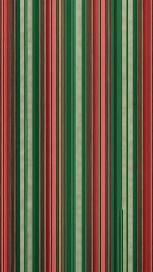 鲜艳的猩红色和森林绿色条纹以垂直线条图案无缝融合。