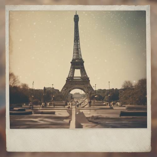 A faded beige Polaroid picture of an iconic landmark from the 70s.