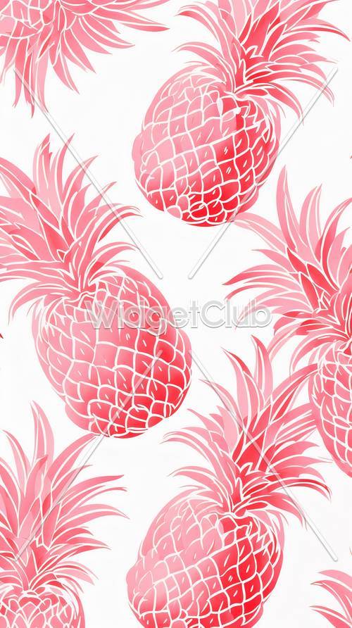Pink Pineapples on White Background