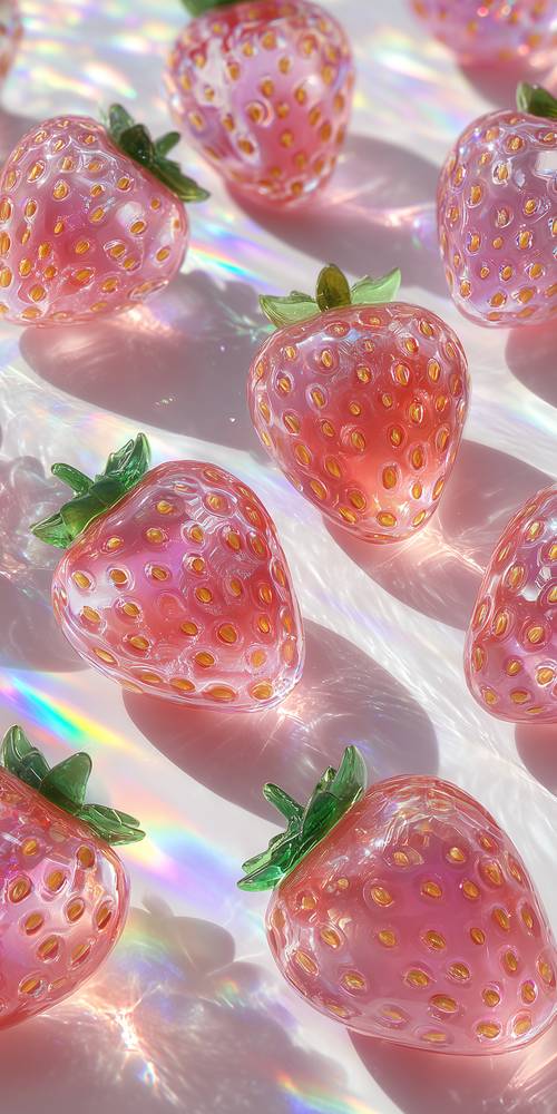 Shiny Strawberries on Prism Light Background Tapeta [8f7d7f07609c44ff9c72]