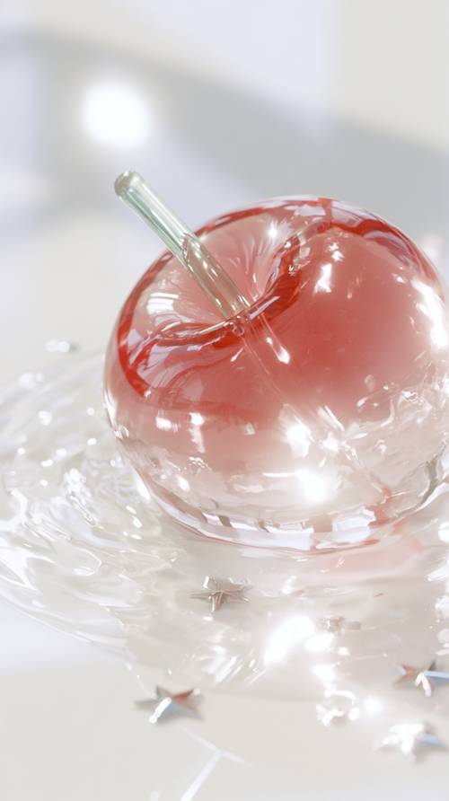 Pomme d'amour rouge brillante sur fond blanc
