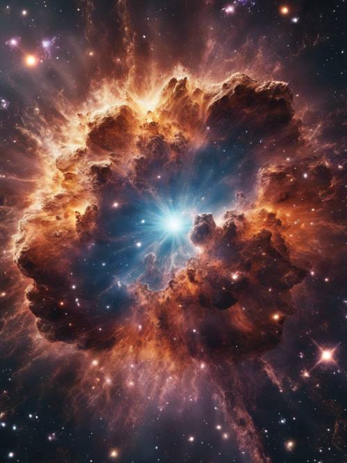 Uzak bir galakside büyüleyici bir süpernova oluşturan güçlü bir galaktik patlama.