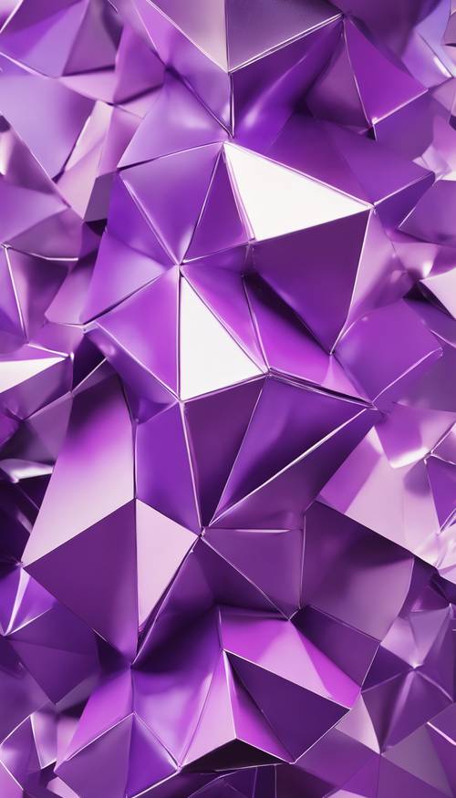 Une œuvre d&#39;art abstraite présentant des formes géométriques violettes entrelacées.