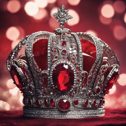 An elegant red ruby pattern embedded in a royal crown. Tapet [b189b22b4fd343dca81e]