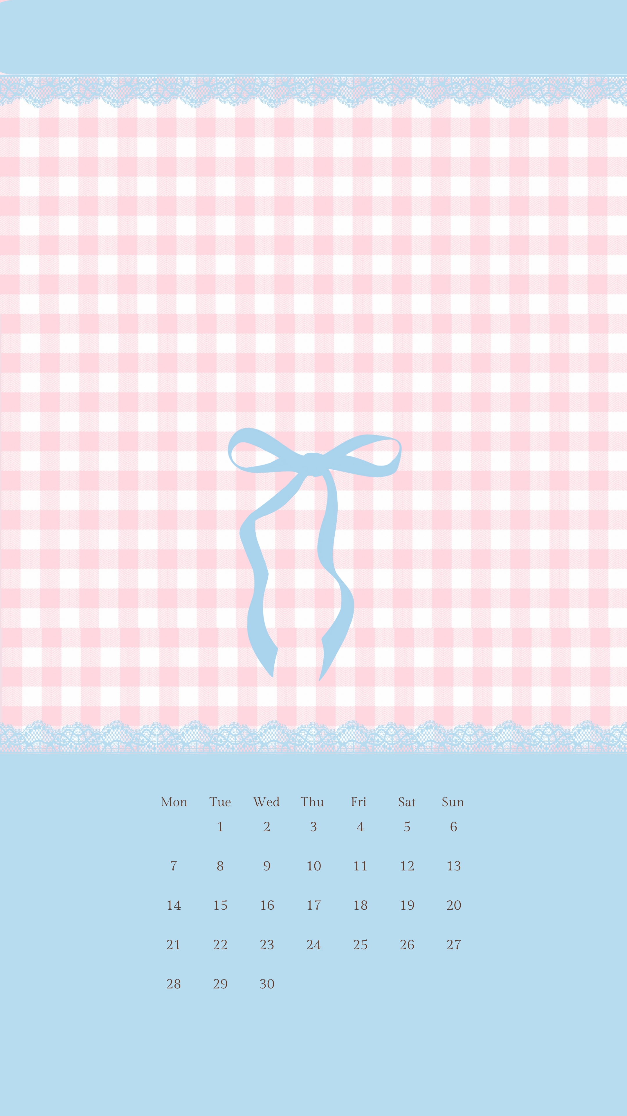 Cute Blue Ribbon Gingham Design Kertas dinding[ff3e9e72feb34bc1b135]