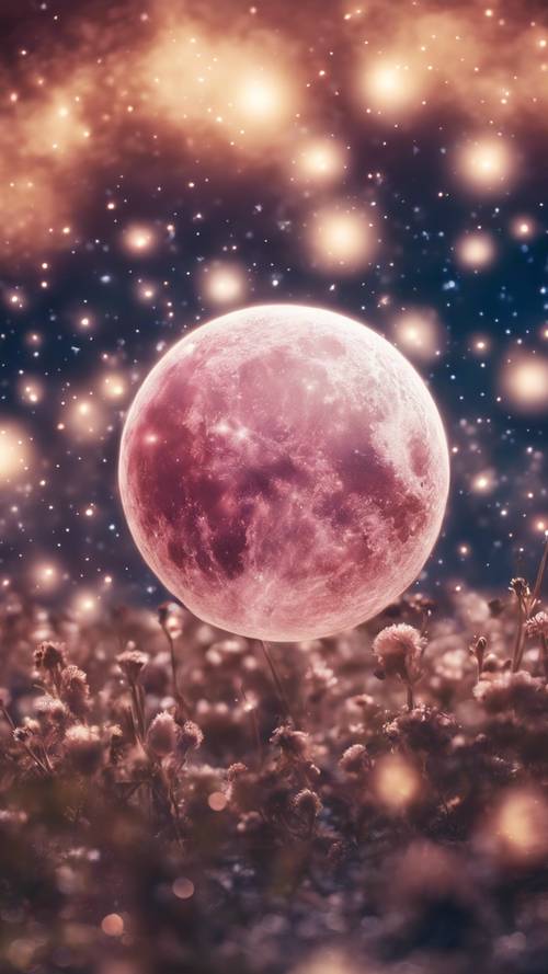 キラキラ星空に輝く太陽と月の美しいダンス