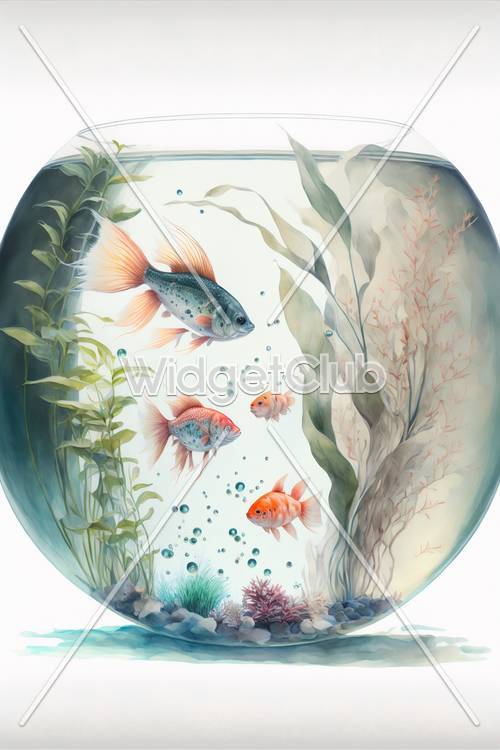 泡泡裡的魚：色彩繽紛的兒童水族場景