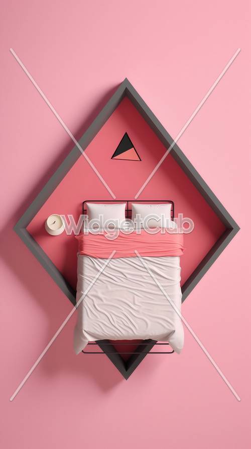 ピンクとグレーの可愛い寝室デザイン