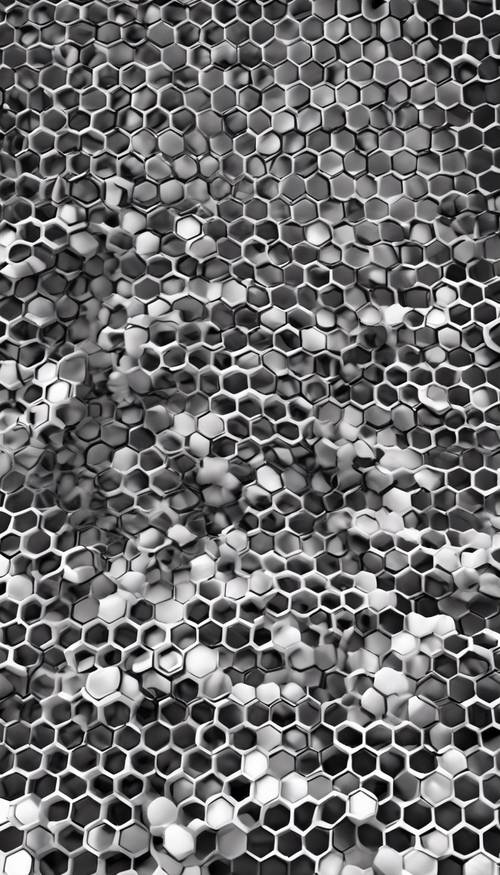 Illustration of a honeycomb in a repeating pattern, the cells alternating between jet black and crisp white.