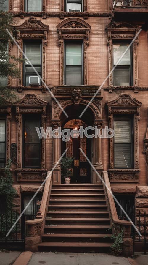 Classic Brownstone House Entrance