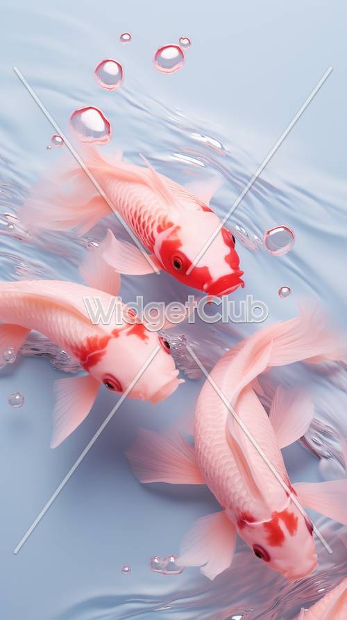 Impressionantes peixes Koi nadando em águas azuis cristalinas