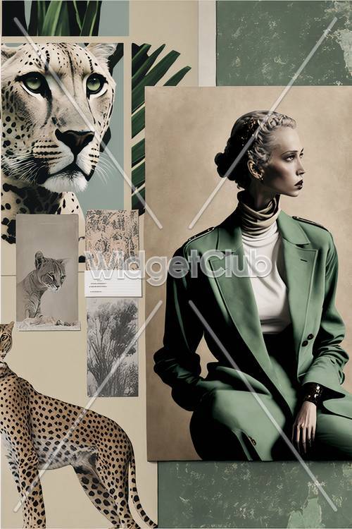 Стильная женщина и элегантные леопарды