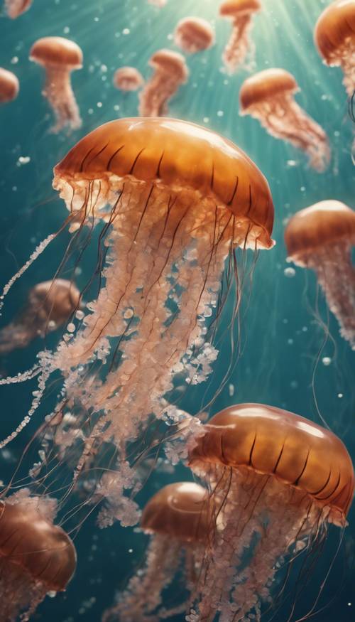 Редкое зрелище цветения медуз: сотни медуз разных размеров и цветов. Обои [e4d3190350df4b1cb776]