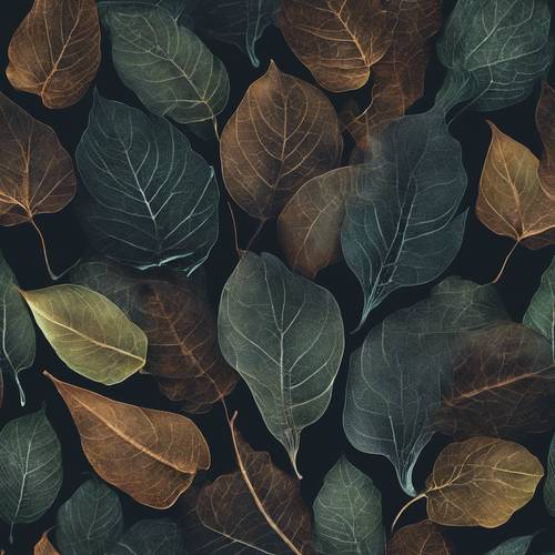 Translucent overlapping leaves in a smooth dark gradient, creating an endless pattern. Tapeta [58367ae0bcf143e68e20]