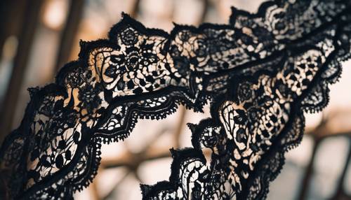 A hauntingly attractive pattern of black lace frills.