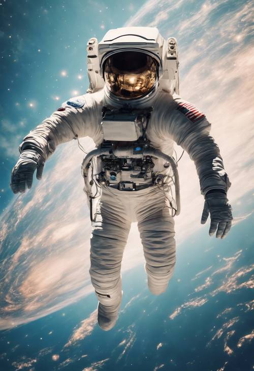 Ein Astronaut, der in den unendlichen Weiten des Weltalls schwebt. Hintergrund [68985d84adc841c8a8c0]