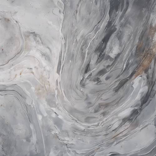 An abstract light grey painting with a rich, layered texture.