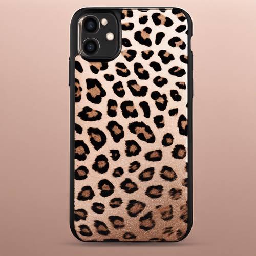 A creatively designed rose gold leopard print on a smartphone case.