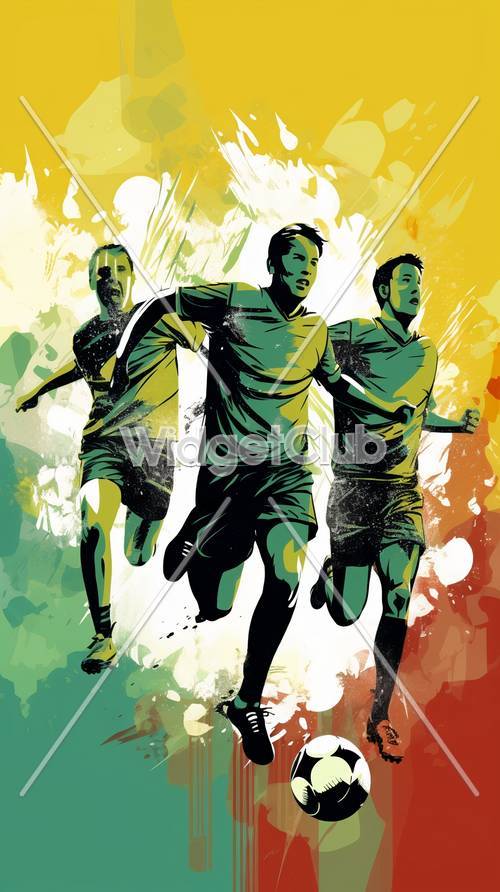 Joueurs de football colorés en action