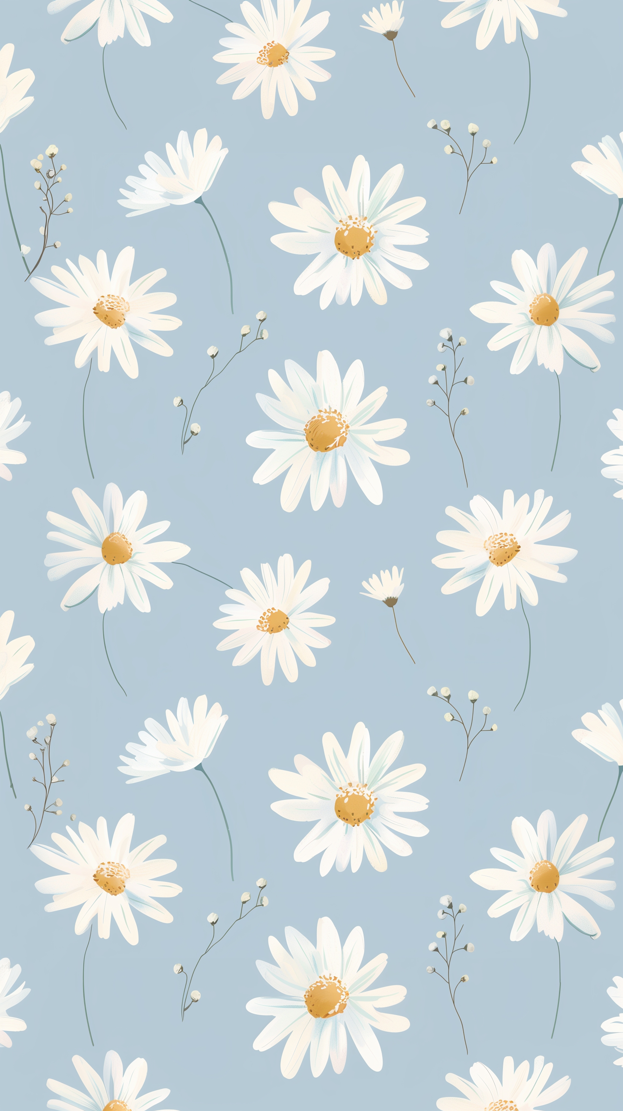 Daisies on Blue Sky Background Tapet[1e98836dbca641958783]