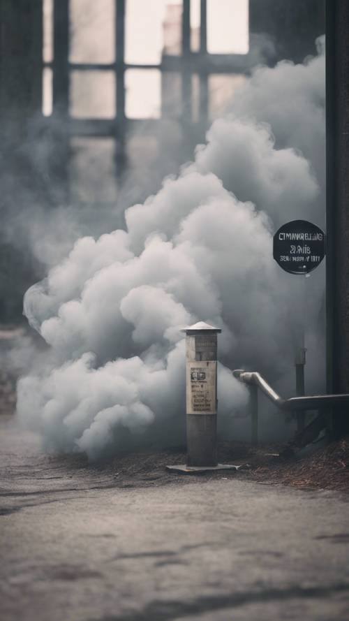 灰色の煙がゆっくり掲示された禁煙のサインを覆い隠していく壁紙