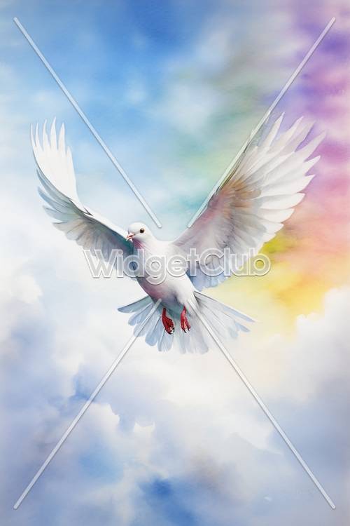 Vol de colombes colorées