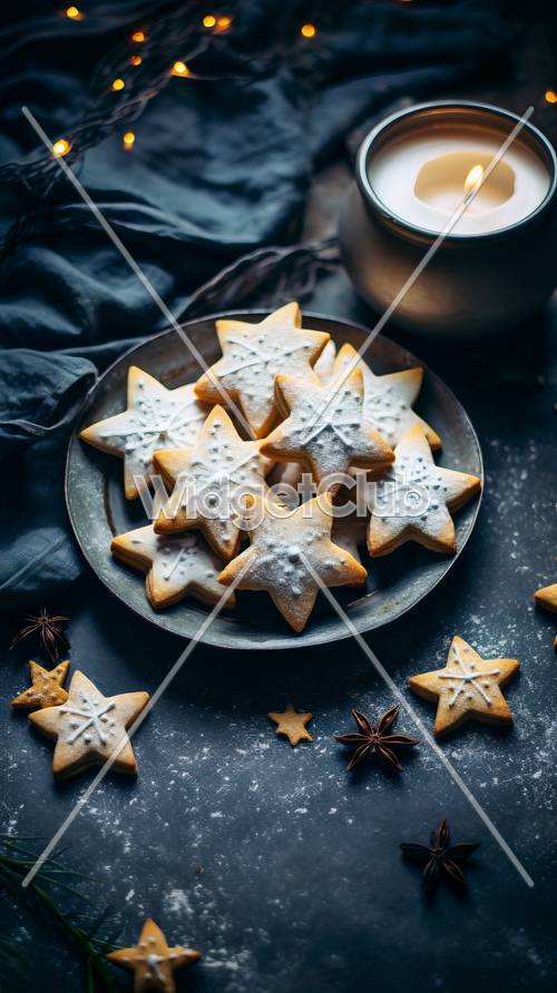 Ciasteczka w kształcie gwiazdek na talerzu