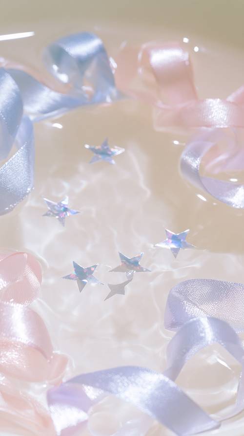 Shimmering Stars and Ribbons in Soft Pastel Waters Wallpaper [f7cd84990d9c4d52ab85]