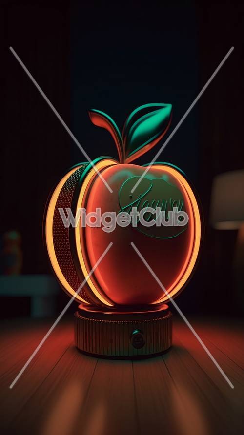Glowing Neon Apple Design on Dark Background