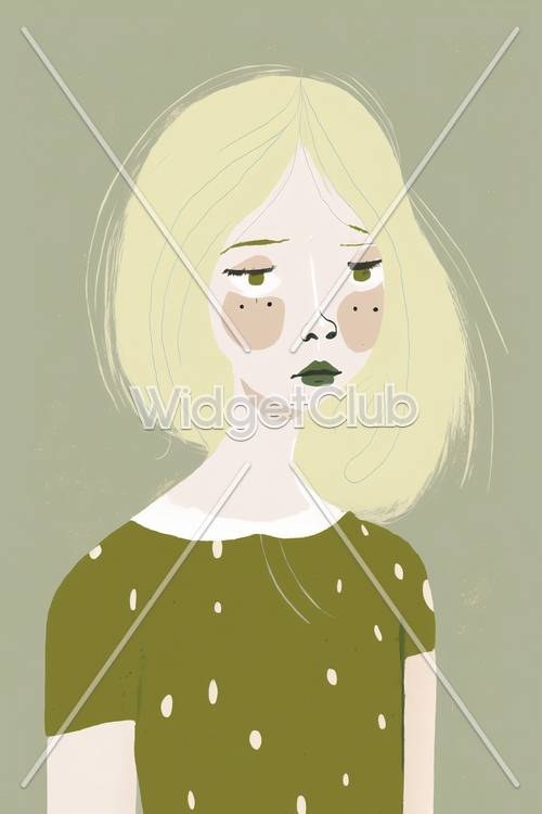 Sad Blonde Girl Art Illustration Sfondo[543361a0154d415c99ab]