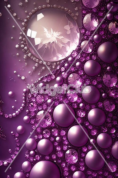 Сверкающие фиолетовые драгоценные камни и сферы