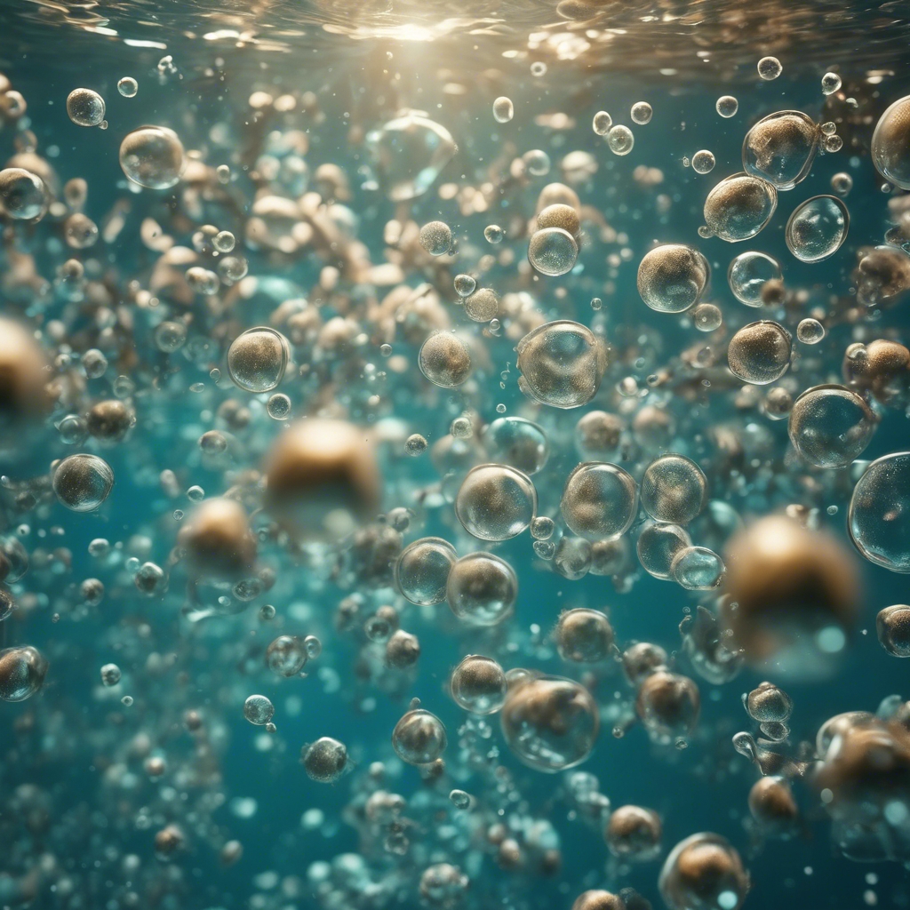 An underwater scene with a seamless pattern of oxygen bubbles. Wallpaper[b6a033aa51aa4df48300]