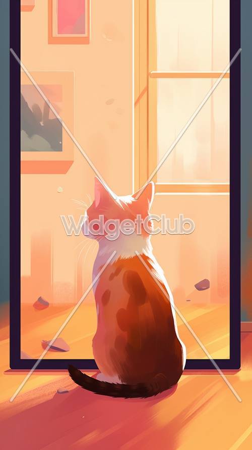 Sunset Cat in a Warm Room